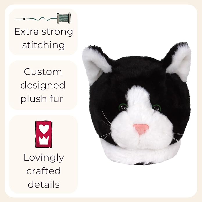 Black and White Kitty Slippers for Women and Men - Fuzzy Plush Tuxedo Cat Slippers for Adults
