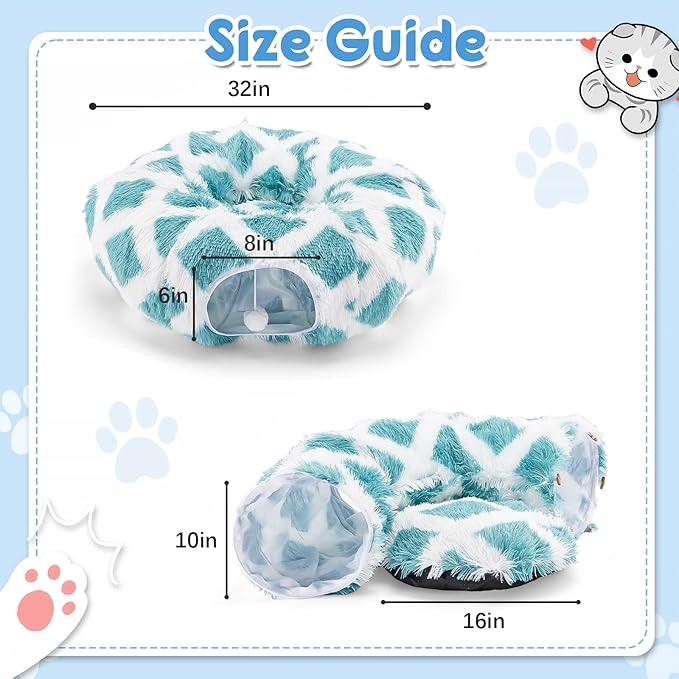 Cat Tunnel Bed,Collapsible Cat Donut Tunnel,Circle Foldable Peekaboo Cat Cave,Enrichment Cat Tube for Indoor Cats,Puppy and Pet