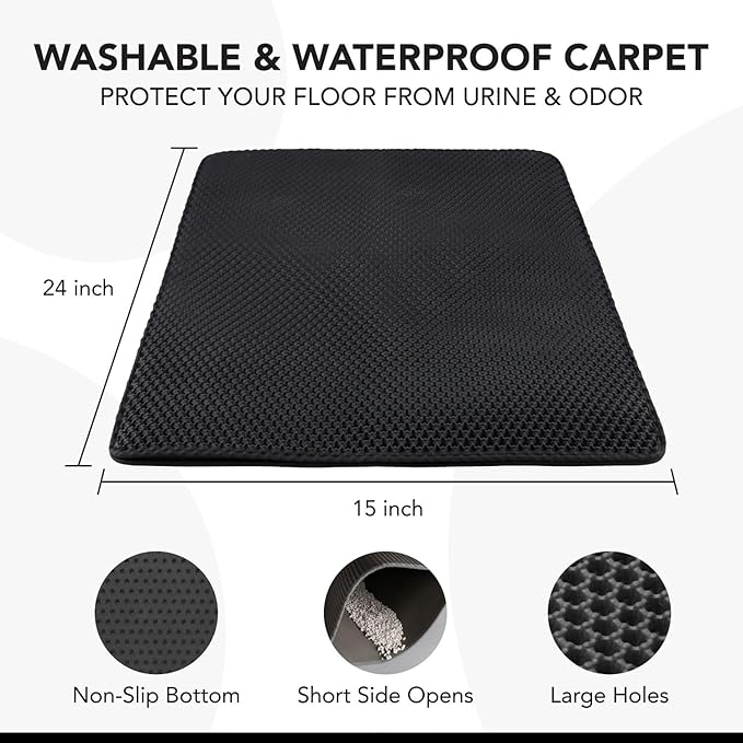 Bundle Set: Stainless Steel Litter Tray for All Petsafe Self Cleaning Litter Boxes - Odor Control Litter Pan, Non Stick, Easy to Clean, Cat Litter Mat Trapping for Litter Box Included