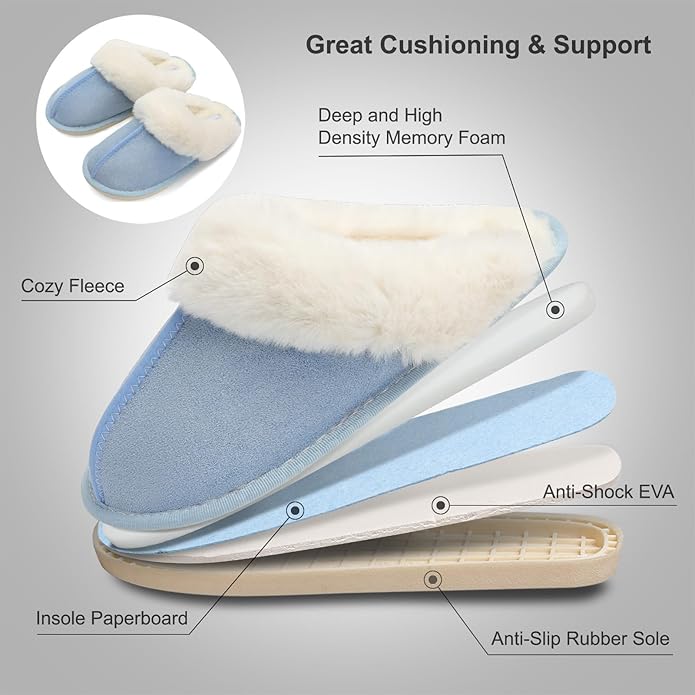 Besroad Winter Fuzzy House Slippers Sandals Plush Faux Fur Fluffy Flats Slippers Warm Slide Shoes for Women