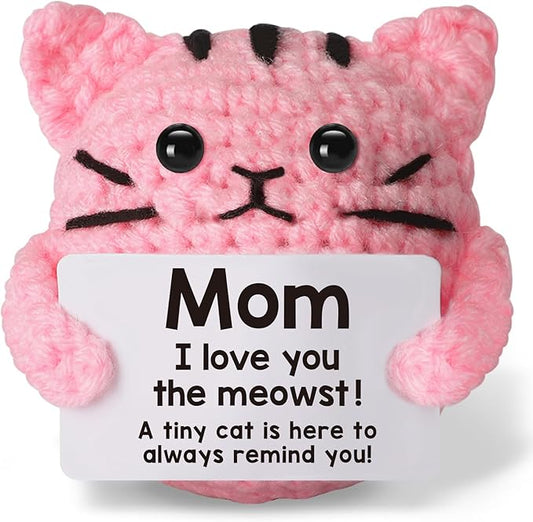 Birthday Gifts for Mom Grandma Positive Crochet for Mother Mom Grandma Aunt,Emotional Crochet Small Birthday Gifts Pink