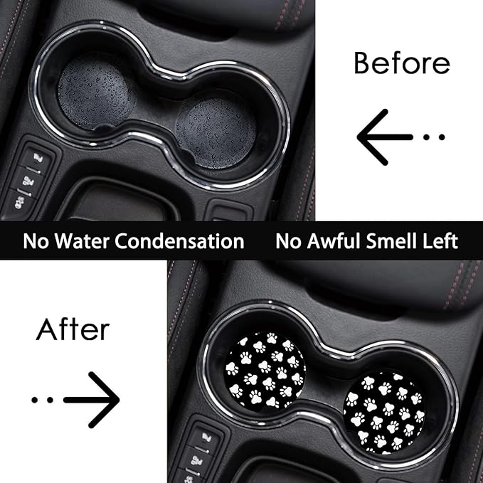 Car Coasters for Cup Holders,2 Pack Dog Paw Car Cup Holder Coasters,2.75" Universal Size Anti Slip Rubber Mat,Automotive Cup Holder Decal Decor,Dog Gifts for Dog Lovers for Women,Men,Mom