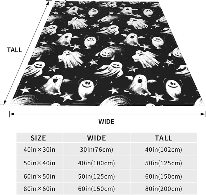 Halloween Ghost Throw Blanket Soft Cozy Plush Warm Fleece Blanket for Sofa Couch Bed 60"X50"