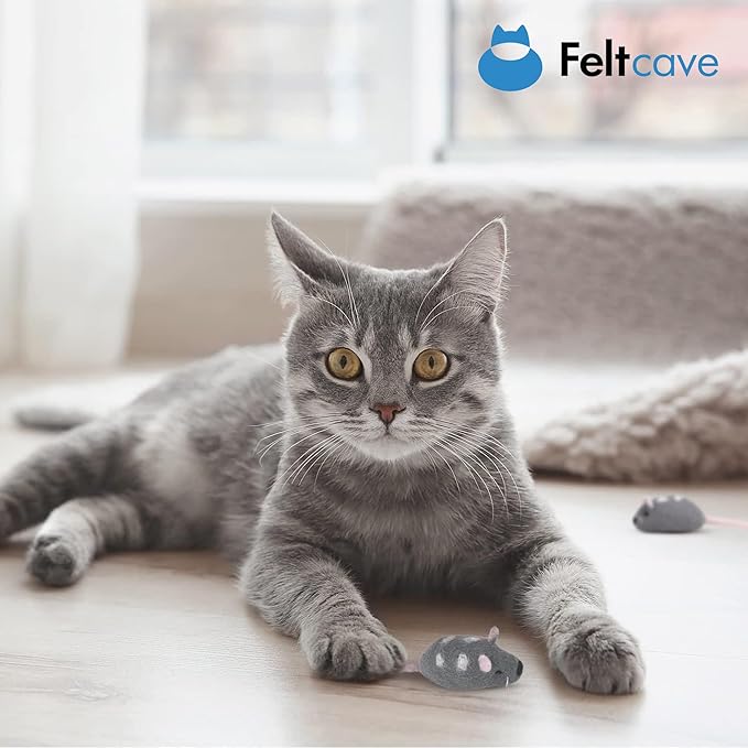 Wool Cat Mouse Toys – 4-Pack Handmade Felt Mice Without Catnip for Indoor Cats, Unique Cat Toys for Hours of Engaging Playtime Fun