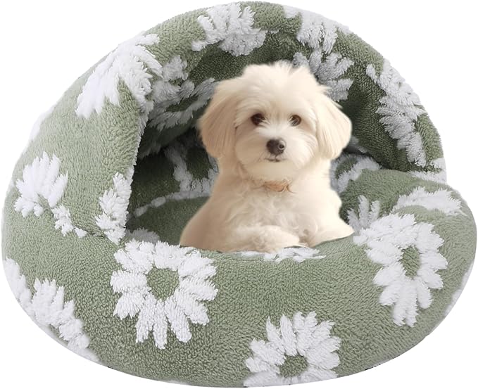 Dog Beds for Small Dogs, Cat Bed Cave, Washable Cute Cat Bed, Cozy Nook Pet Bed for Dogs or Cats, Anti-Slip Puppy Bed Fits up to 22 lbs Pets(White, 24" x 24")