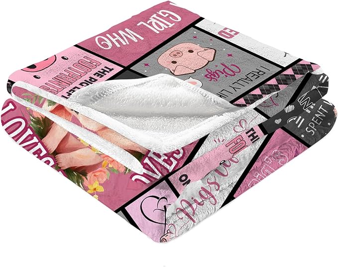 Pig Blanket, Pig Gifts for Pigs Lovers Women, Just a Girl Who Loves Pigs, Piggy Themed Gifts Throw Blanket for Couch Sofa 50"x60"