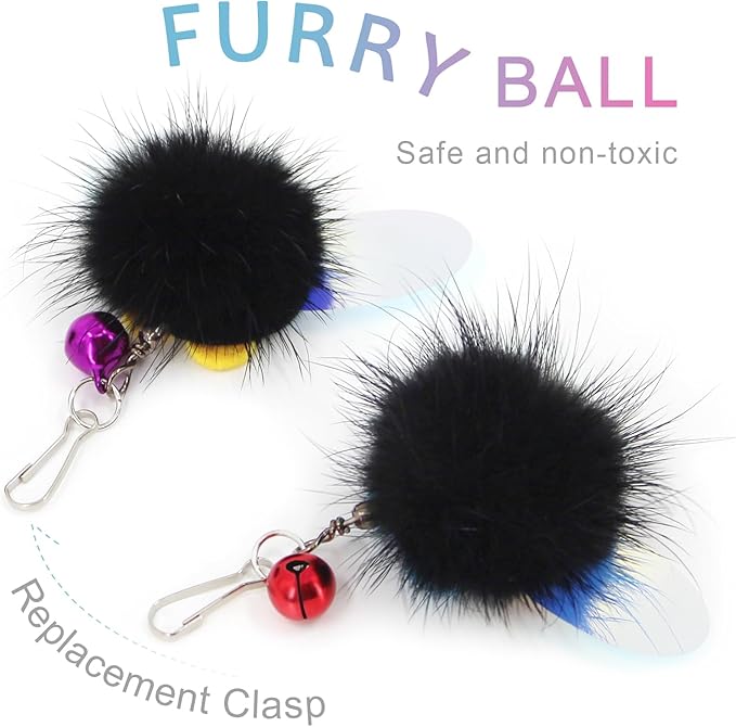 SONGWAY Cat Toy Wand Refills - 6 PCS Insect Shaped Furry Cat Toys, Cat Feather Toy Replacement, Interactive Cat Toys for Indoor Cat Kitten