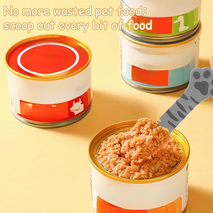 2 Pack Cat Food Can Spoon Silicone Dog Can Opener Cute Paw Wet Food Scoop Mixing Spatula Multifunctional Pets Feeding Supplies for Kitten Puppy Canned Food Accessories