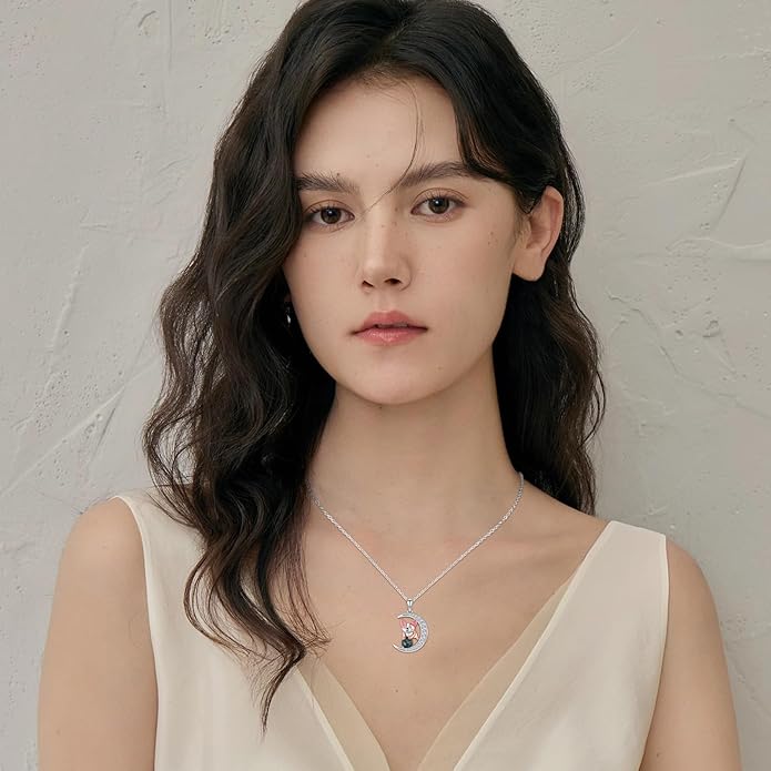 Animal Necklace 925 Sterling Silver Cat/Dog/Fox/Axolotl/Highland Cow Pendant Necklace Cute Animal Jewelry Graduation Gifts for Women