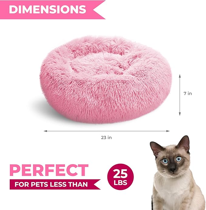 Whiskers & Friends Cat Bed, Cat Beds for Indoor Cats Washable, Small Dog Bed Calming Pet Bed, Cat Beds & Furniture, Large Cat Bed, Kitty Kitten Bed