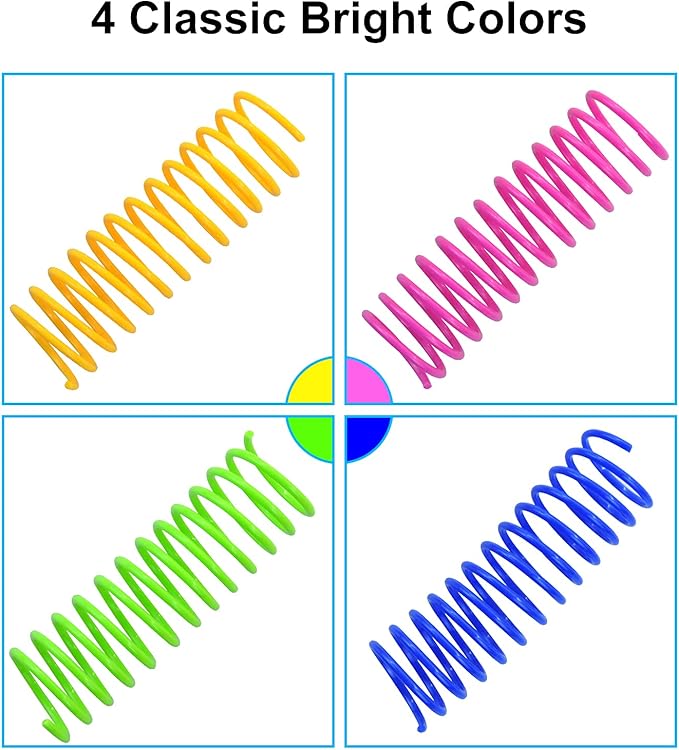 WishLotus Cat Toys for Indoor Cats Interactive 3.34in 4 Colors Cat Spring Toy, 12pc Big Springs Set Lightweight Durable High Elasticity Cat Spiral Springs for Cats to Swat, Hunt to Kill Time(12pc)