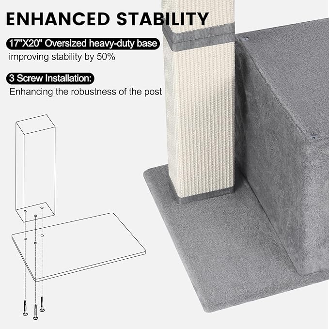 Cat Scratching Post,33-Inch Tall Scratching Posts for Indoor Cats Adults,Cat Tree with Modern Activity House,Heavy Duty Scratching Post with Jumping Platform,Grey