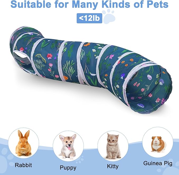 Glittme Cat Tunnel, Cat Tunnels for Indoor Cats, S-Shape Peekaboo Cat Cave with Cat Toys, Foldable Cat Tubes and Tunnels for Cats, Rabbit, Puppy, Guinea Pig