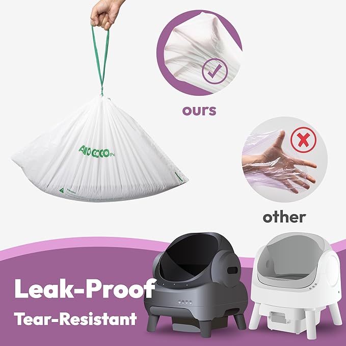 40 Pack Litter Bags, Compatible with Neakasa M1 and PetPivot Open-Top Self-Cleaning Cat Litter Box, Replaced Waste Bags, Automatic Litter Box Liner with Drawstring, 27" x 13"