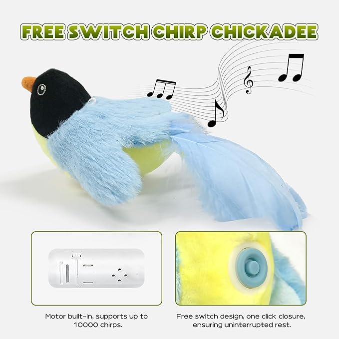 LEWISER Cat Toys Chirp Chickadee, Interactive Cat Feather Toys, Retractable Cat Teaser Toy, Hanging Toys for Indoor Cats Exercise, Kitten Kitty Fun Mental Physical Toys, Blue (1 Pack)