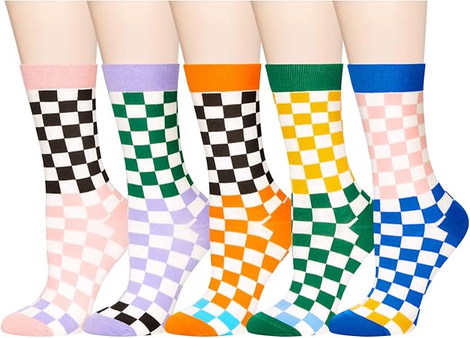 Benefeet Sox Cute Crew Socks for Women Girls Novelty Funny Patterned Socks Colorful Kawaii Cotton Casual Calf Sock 5 Pairs