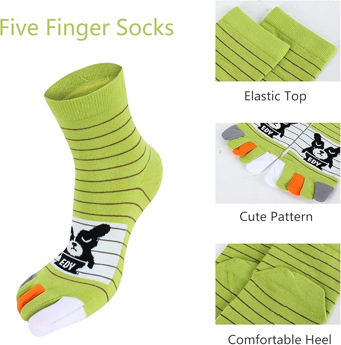 Benefeet Sox Toe Socks Women Men Cute Cat Five Finger Socks for Girls Colorful Cotton Ankle Athletic Running Socks with Toes