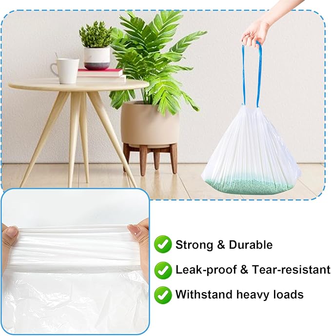 120pcs PURA X/MAX Self-Cleaning Litter Box Liner Bags,Waste Bags for PuraX PuraMax,Drawstring Heavy Duty Cat Litter Waste Receptacles Bags