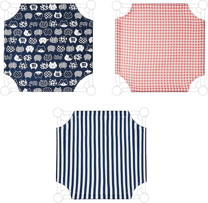 TUSATIY Wooden Elevated Cat Bed Replacement Cloth,Removable Washable Sleeping Pet Bed & Cooling Cat Bed,Cat Hammock Bed Fit for Cats and Small GOG Indoors Outdoors 【3PCS】