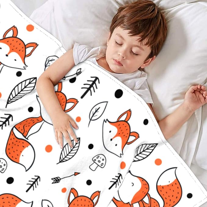 Cute Fox Blanket Super Soft Cozy Flannel Throw Blankets Bedding for Sofa Bedroom Living Room Kids Adults Gifts 60"x50"