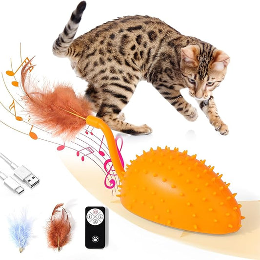 BABORUI Upgraded Cat Interactive Toy, Remote Control Mouse Toy, Automatic Cat Mouse Toys with Feathers, Moving Smart Cat Toy Car for Indoor Cats, USB Rechargeable