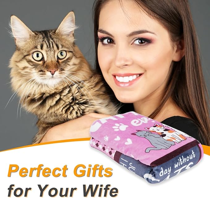 Cat Moms Blanket for Cats Lovers Women Best Cat Mom Ever 50" X 60" Soft Throw Blanket Cats Themed Gifts for Women Girls