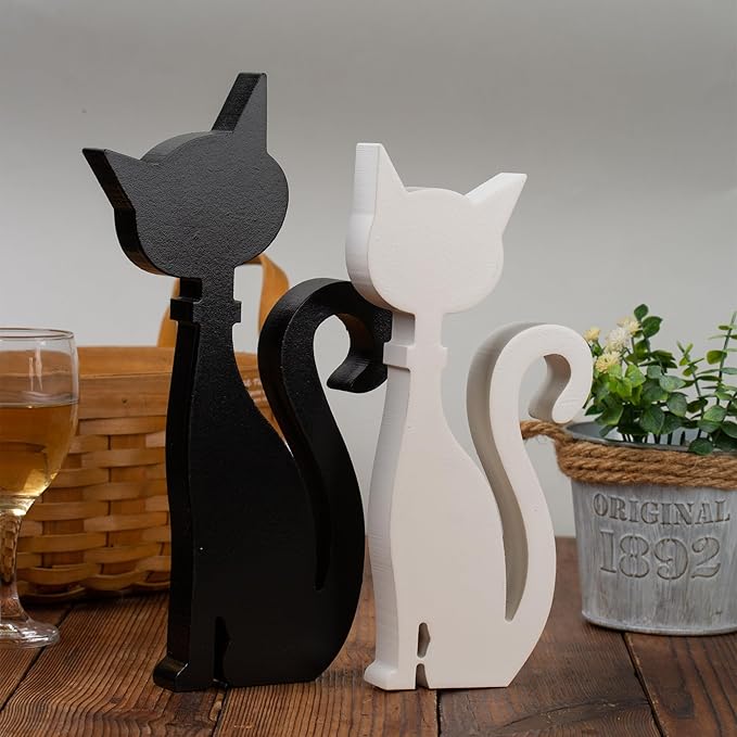 3PCS Halloween Cat Decorations Standing Cat Figurines,Gifts for Cat Lovers Women Kids,Black Cat Halloween Tabletop Decor, US-CAT-3