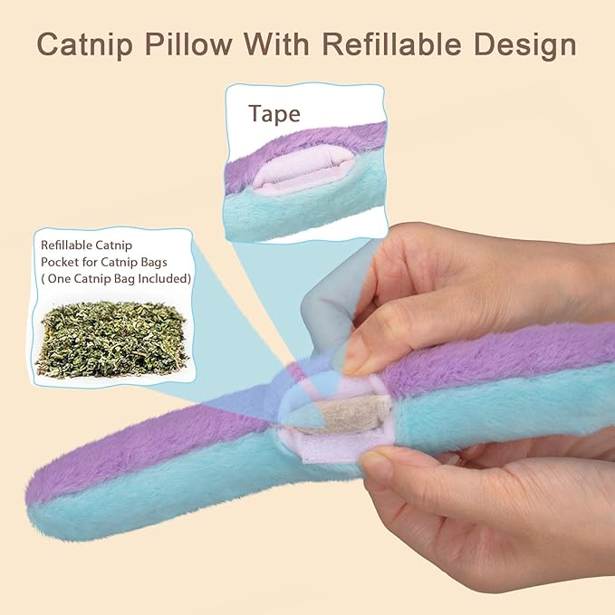 Retro Shaw Cat Toys Cat Pillows,Refillable Catnip Toys,3 Pack Crinkle Sound Cat Kicker Toy for Indoor Cats,Interactive Cat Nip Toys for Cats Kittens Kitty 10.1 Inches