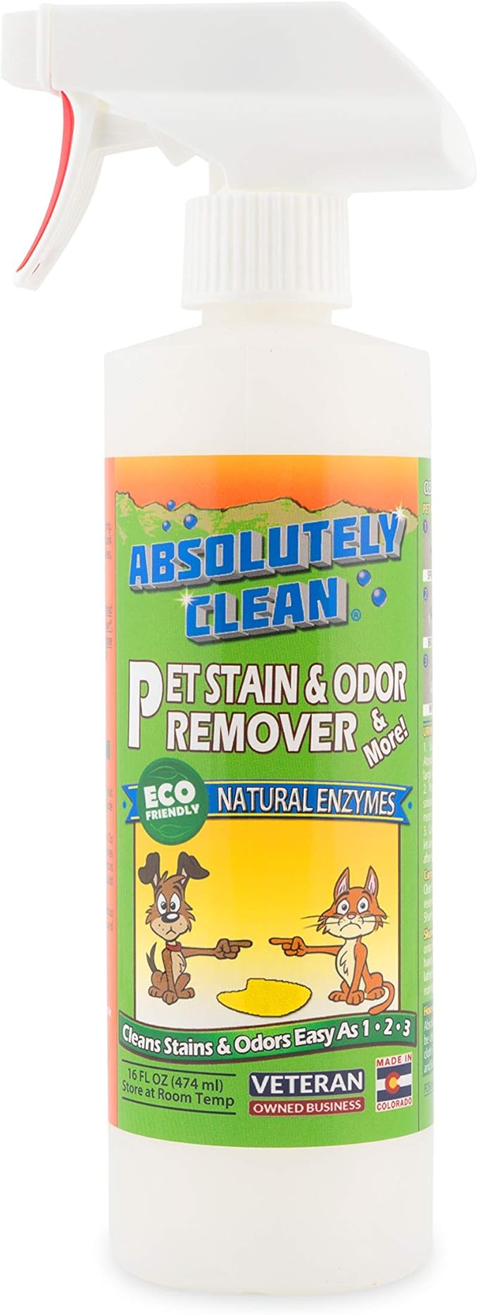 Amazing Pet Odor Eliminator for Home, Professional Strength: Natural Enzymes Remove Most Stains in 60 Seconds -Dog/Cat Urine, Vomit, Bile, Feces, Grass, Blood, Drool, More -USA Made