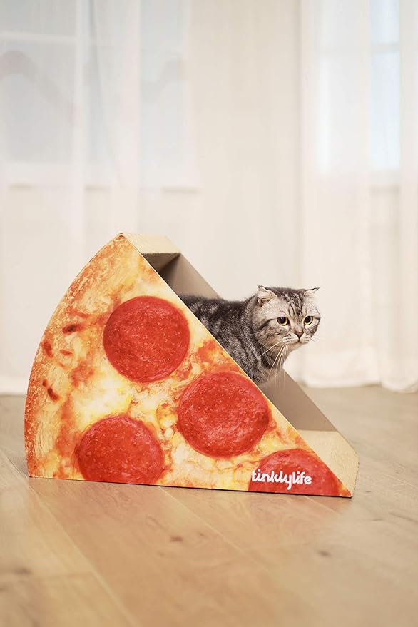 Cat Condo Scratcher Cardboard, Looking Well with Delicious Pizza Shape Cat Scratching House Bed Furniture Protector