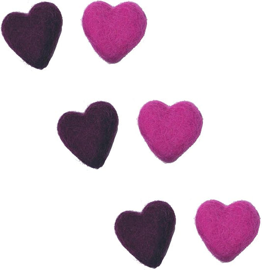 Toys for Cats and Kittens 100% Wool Felt Handmade in Nepal (6 Hearts)