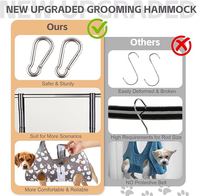 Dog Grooming Hammock Harness for Small Cats Dogs, Dog Grooming Sling for Cutting Nails, Pet Grooming Harness Hanging Holder Hanger for Nail Trimming with Nail Clippers, Nail File