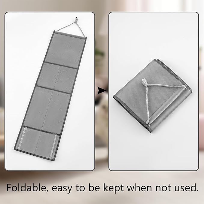 Hanging Cat Wand Holder Kitten Stick Toy Storage Bag Cat Accessories Organizer for Indoor Cats (Fabric Pockets)