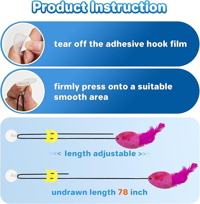 LEWISER Cat Toys Hanging Mouse, Vivid Chirping, Cat Catching Mouse Toy, Interactive Cat Mice Toys for Indoor Cats Kittens Self Play Chase Exercise, Set P