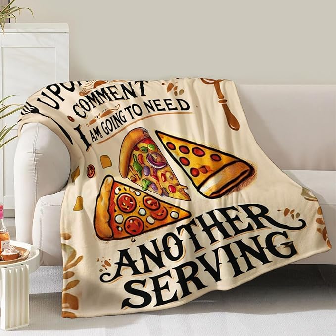 Pizza Blanket Gifts for Women Girls Mom Wife Birthday Christmas Valentines Present Food Print Theme Decor Home Bedroom Living Room Sofa Couch Kid Adult Teen Soft Cozy Plush Fuzzy Flannel Throw 60"x50"