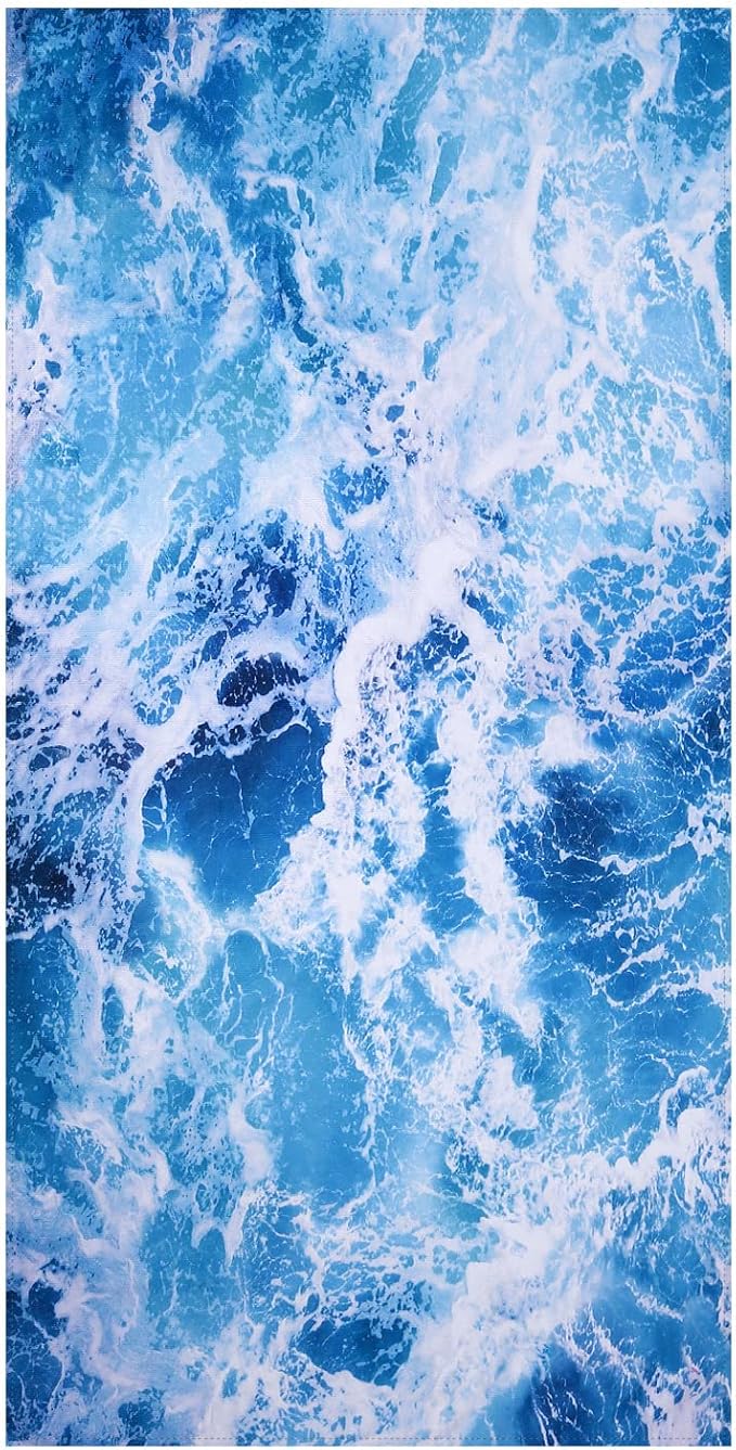 LIVILAN Ocean Wave Beach Towel, 30” x 60” Oversized, Lightweight Microfiber, Soft, Quick Dry, Sand Free, Ideal for Pool, Bath, Travel, Blue Towel, Perfect Ocean Gifts for Women, Men