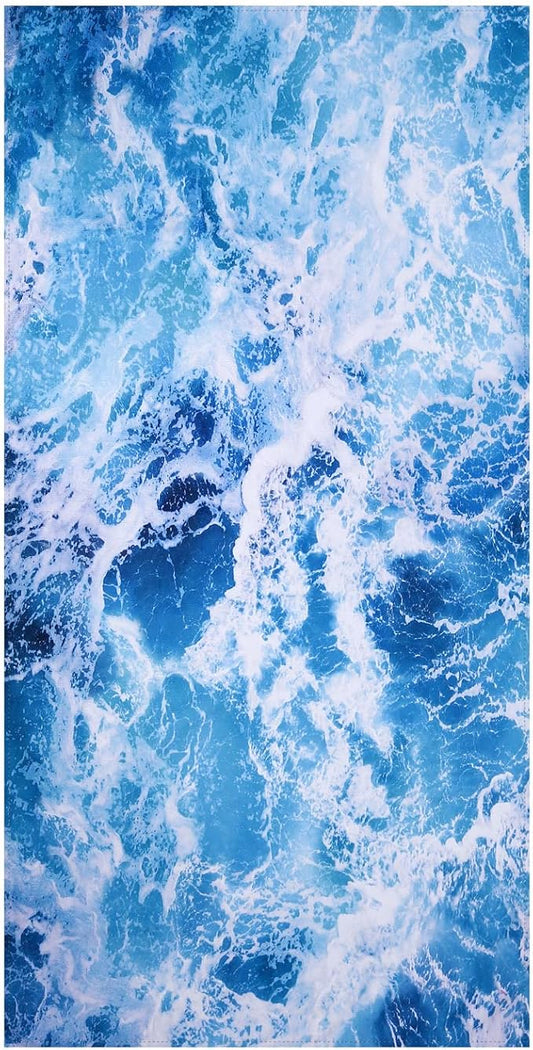 LIVILAN Ocean Wave Beach Towel, 30” x 60” Oversized, Lightweight Microfiber, Soft, Quick Dry, Sand Free, Ideal for Pool, Bath, Travel, Blue Towel, Perfect Ocean Gifts for Women, Men