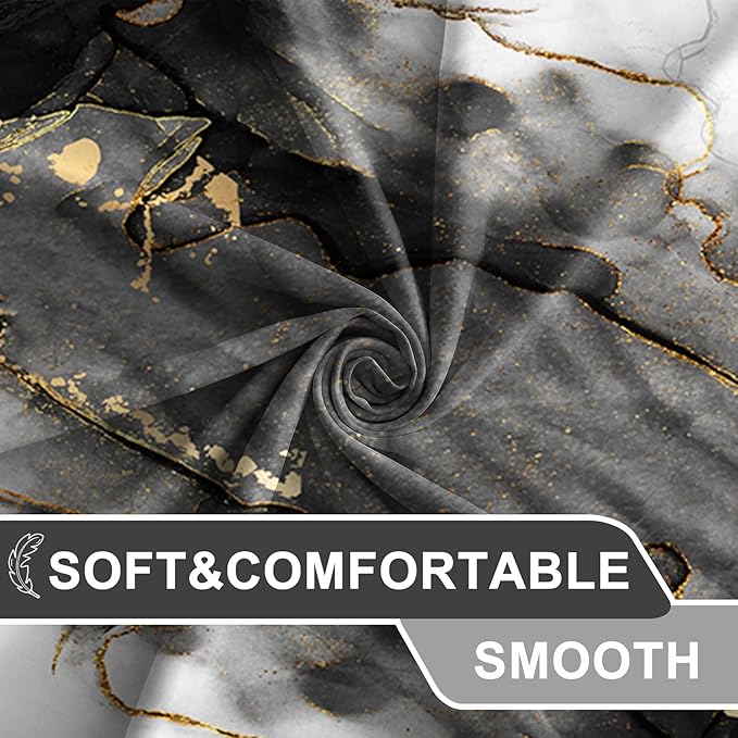 AWERT Dreamy Ink Art Black Glod Marble Shower Curtain for Bathroom Modern High Definition Printing Waterproof Shower Curtain with Hooks Bathroom Decor 72x78inch