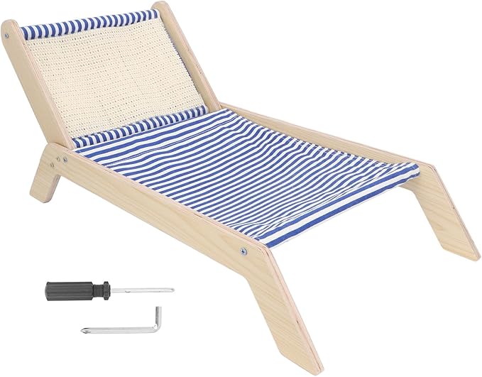 Luqeeg Cat Beach Chair, Innovative Large Space Cat Sleeping Supplies, Cat Hammock with Coconut Scratching Post, Multipurpose Cat Accessories, Easy Assembly, Cat Furniture Gift