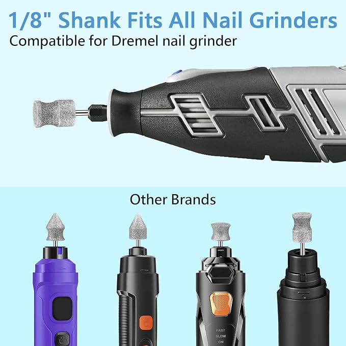 RIUORKIE Diamond Rotary Nail Grinder Bits for Dog, 1/8" Diamond Dog Nail Grinder Attachment Attachment for Dremel Grinder Replacement Heads Pets Nail Care Clippers for Medium Large Dogs.