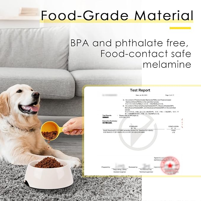 SUPERDESIGN 1/2 Cup Dog Food Scoop for Container Melamine Measuring Scoop for Dogs Cats Birds and Rabbits Pet Food Feeding Scoop Dishwasher Safe - Yellow