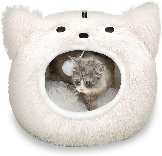CATISM Cat Bed, Cat Beds for Indoor Cats, Cat Cave, Cat Cave for Indoor Cats, Cat Bed Cave, Large Cat Beds, Cozy Hooded Cat Bed with Soft Cushion, Removable Washable Cat Beds