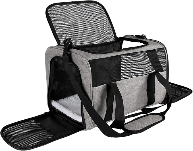 Carriers Soft-Sided Pet Carrier for Medium Large Cats Dogs 15lbs 20lbs,Ventilated Design,Portable Carry Handle,Collapsible Carrier for Kitten Puppy(X-Large,Grey&Black)