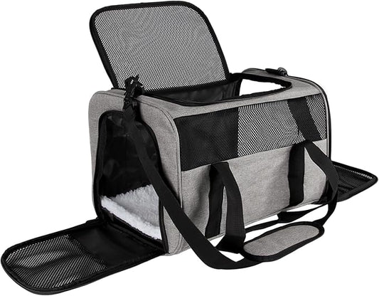 Carriers Soft-Sided Pet Carrier for Medium Large Cats Dogs 15lbs 20lbs,Ventilated Design,Portable Carry Handle,Collapsible Carrier for Kitten Puppy(X-Large,Grey&Black)
