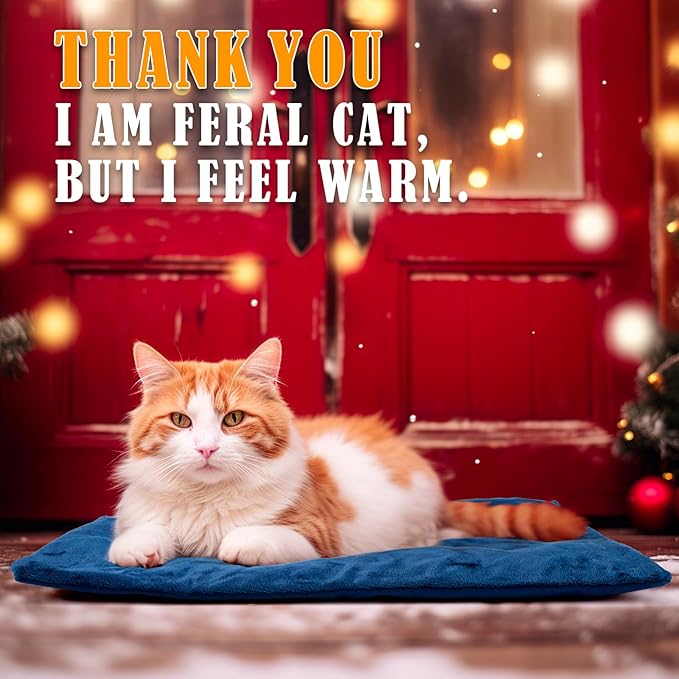 Kiroto Pet Heating Pad, Outdoor Heating Pad for Cats, Cat Heating Pad for Cat House Outside, Waterproof Cat Warming Pad for Feral Cats, Safe Electric Heat Pad, Heated Outdoor Cat Bed, 27" X 16"