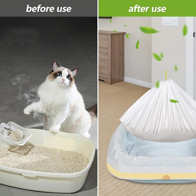 30 Count Cat Litter Box Liners, 36" x 18" Drawstring Litter Liner Bags for Litter Box, Extra Thick Durable Cat Litter Pan Bags for Pet Cat Supplies