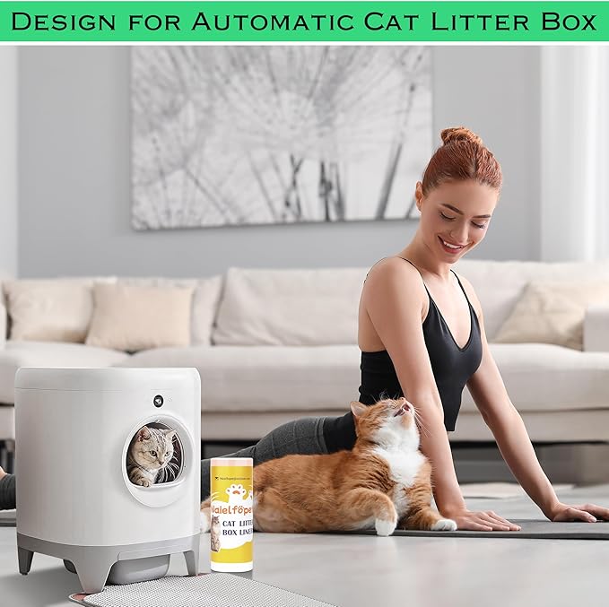 120 Count Cat Litter Box Liner Bags, 21" x 11" Disposable Automatic Cat Litter Waste Bags, Drawstring Heavy Duty Cat Litter Trash Bags Suit for PuraX PuraMax PuraMax2