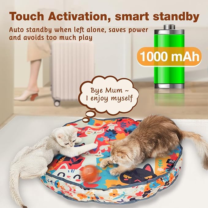 Interactive Cat Toys Ball Fast Rolling in Pouch (Blue) (Orange)