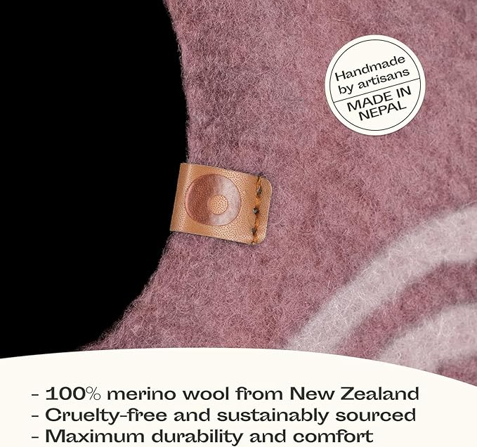 MEOWFIA Cat Cave – Premium Felt Cat Bed for Indoor Cats, Handmade 100% Merino Wool (Light Shades) (Large, Pink)