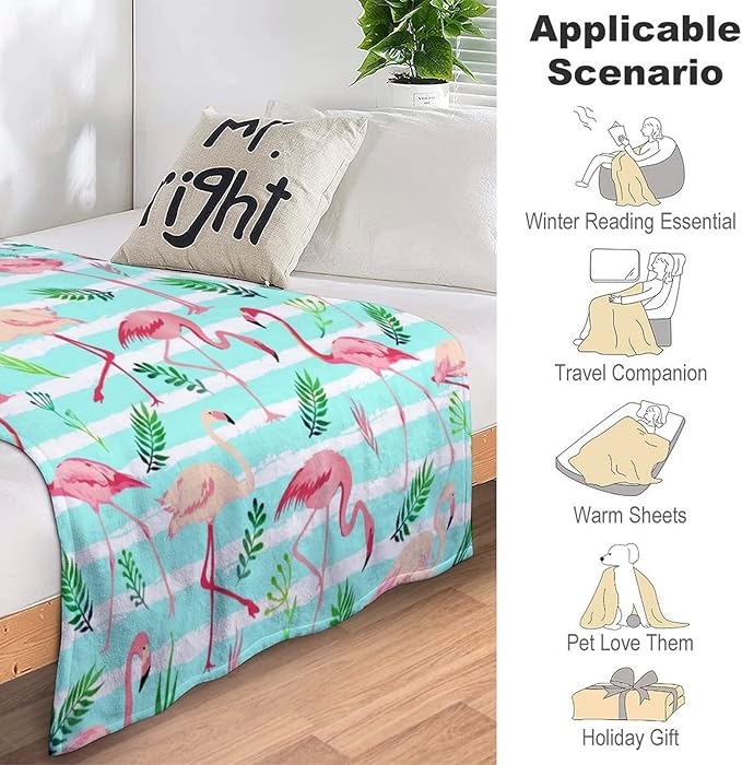 Flamingo Blanket Super Soft Flamingo Throw blanket Warm Cozy Flannel Blankets for Women Kids Adults Gifts 60"X 50"